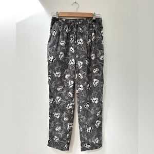 Satin Pattern High Waist Relaxed Drawstring Pants floral
